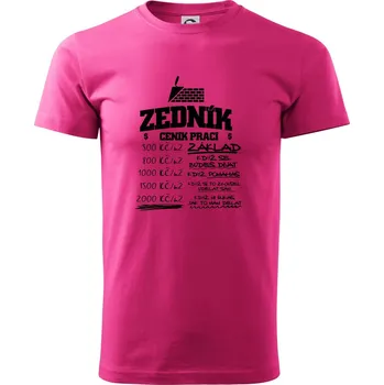 Pánská móda Ceník zedníka - cena za metr - Klasické pánské triko vyšší gramáže - 2XL ( Purpurová )