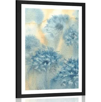 Plakát Dovido Plakát s paspartou modrá pampeliška v akvarelovém provedení