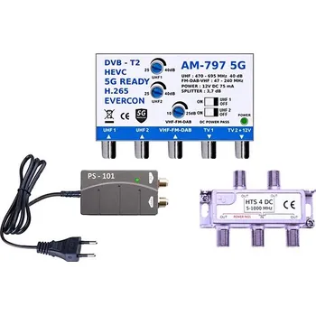 Anténní zesilovač EVERCON anténní set pro 5 TV 797-101-5 pro DVB-T2
