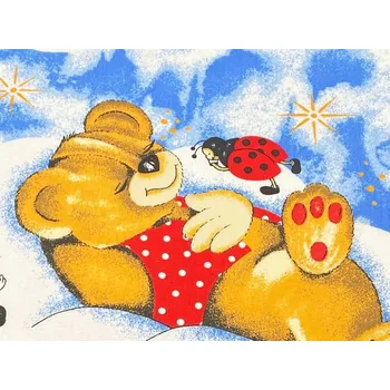 Mirtex Plátno HANA 120/210489-7-1 Medvídek modrý šíře 142cm