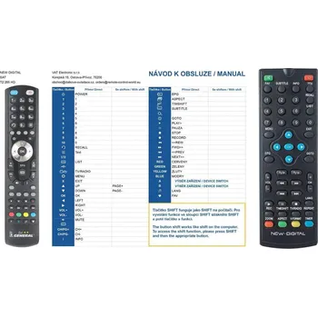 Dálkový ovladač General NEW DIGITAL DVB-T2 DIGITAL TERRESTRIAL TUNER T2 265HD - náhradní dálkový ovladač