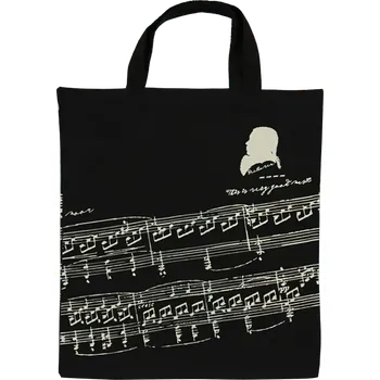 Taška přes rameno plátěná - Notová partitura - Černá