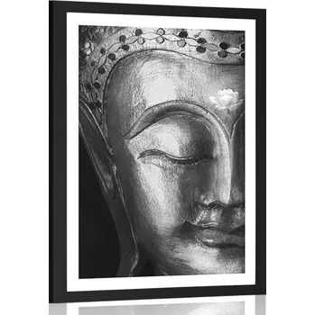 Plakát Dovido Plakát s paspartou božský Buddha v černobílém provedení