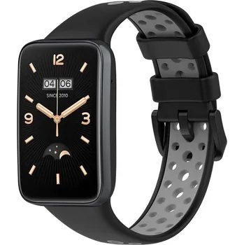 Příslušenství k chytrým hodinkám eses Silikonový řemínek dírkovaný pro Xiaomi Smart Band 7 Pro - Černo šedý