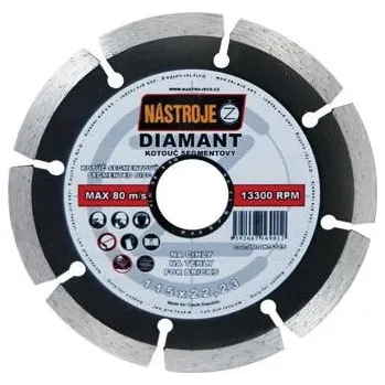 Řezný kotouč NÁSTROJE CZ diamantový kotouč segmentový 115*2*22,2mm kámen, cihly a stavební materiály IM-DK-S115