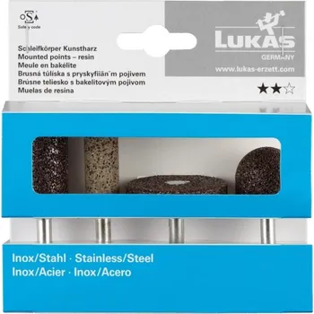 Příslušenství k nářadí Lukas Sada brusných tělísek LUKAS, 4dílná, pro ocel a nerezovou ocel, stopka 6 mm, korund NKBA
