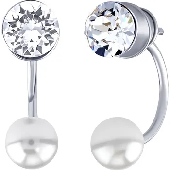 Náušnice Stříbrné náušnice Dixie s bílou perlou a čirým šatonem Swarovski® Crystals VSW5818E6WW