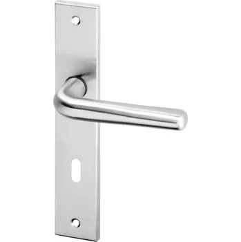 Dveřní kování AC-T SERVIS Dveřní klika SIRA nerez - hranaté štítové kování 90 mm Provedení štítu: BB - obyčejný klíč