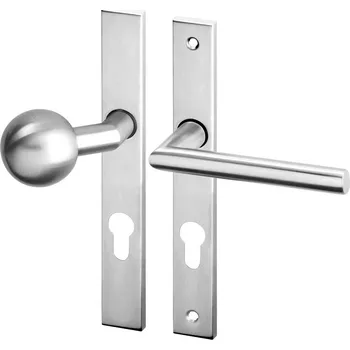 Dveřní kování AC-T SERVIS Dveřní klika Dora nerez - úzké hranaté štítové kování 72 mm Provedení štítu: Koule/klika - pravá