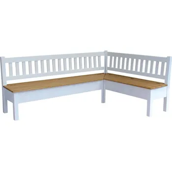 Knihovna Rohová lavice PROVENCE L22P pravá bílá Barevné provedení: Bílá, Provedení: Borovice - Dub (horní deska)