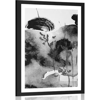 Plakát Dovido Plakát s paspartou malba japonské oblohy v černobílém provedení