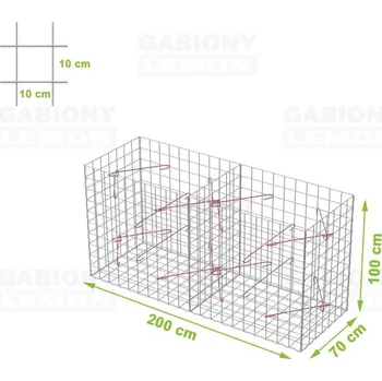 Plot Gabionový koš 200 x 70 x 100 cm oko 10 x 10 cm, bez vrchní sítě