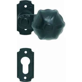 Dveřní kování klika MADLO PORT - R OVÁL Provedení: madlo otočné / otočné PZ, sada, Povrch: Kovaná černá 8584138122411
