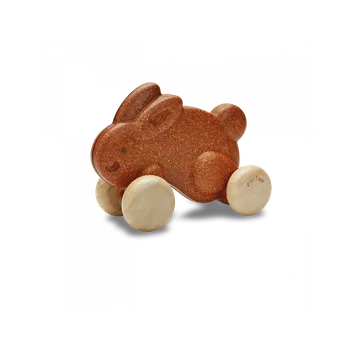 Dřevěná hračka PlanToys Jezdící zajíc - hnědý