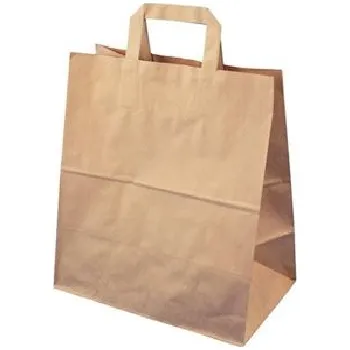 Papírová taška ploché ucho 320x170x270 mm nosnost 5 kg cena za: 1 ks, Barva: Hnědá bílá, nebo hnědá.