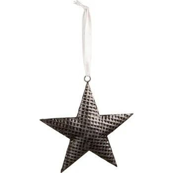 Vánoční dekorace Šedá antik závěsná kovová hvězda Herli - 15*3*15 cm