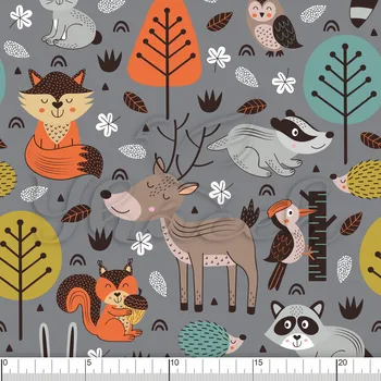 Fleece antipiling, Lesní zvířátka šedá