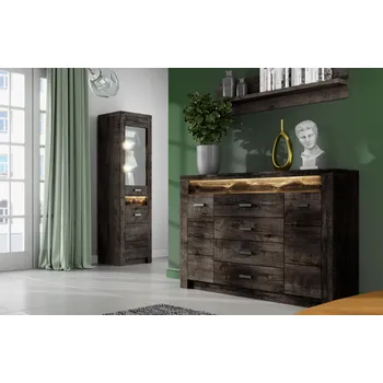 Obývací stěna Obývací stěna INDIANAPOLIS jasan tmavý, Sestava E