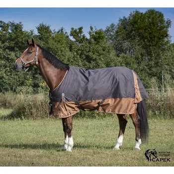 Vybavení pro koně Deka výběhová EquiTheme -TYREX AISANCE 600D 150G- - Šedá/Hnědá - 145cm