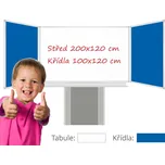 Consulta Třídílná keramická magnetická tabule Triptych 400/200x120 cm na zvedacím stojanu, bílá tabule, modrá křídla PRO-T88SMMBMM