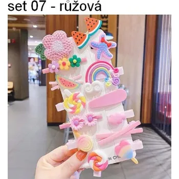Set roztomilých vlasových ozdob pro děvčátka Set: set07 - růžová, 14 ks