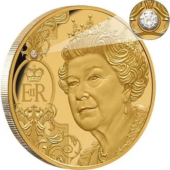 Exkluzivní zlatá mince Královna Alžběta II.- In Memoriam (1926-2022) 1 Oz (H.M.Queen Elizabeth II.) 2022 (v minci je vsazen DIAMANT) PROOF