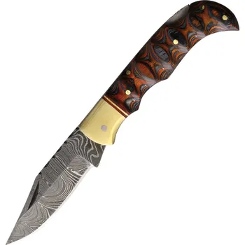 kapesní nůž Zavírací nůž Damascus Twisted Wood Lockback