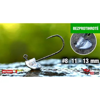 Rybářský háček Bezprotihrotý neváznoucí jig REDBASS StandUp Pro Sickle #8 - 13 mm - 1 g, 5 ks