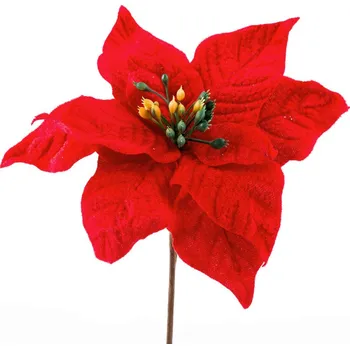 umělá květina Květ poinsettia zápich - červený - 15 cm