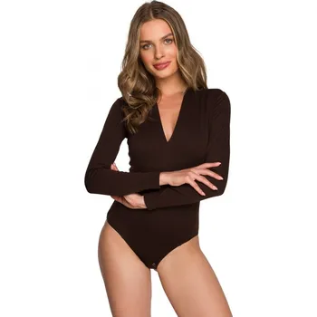 Body S327 Body s výstřihem do V - hnědé EU M