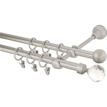 Garnýž Garnýž kovová 180 cm dvouřadá - dvojitá 16 Koule crystal chrom mat