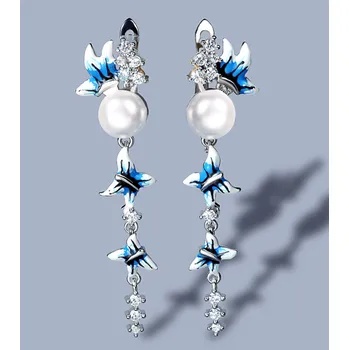 Souprava šperků For Silver NÁUŠNICE S MOTÝLI A PERLOU