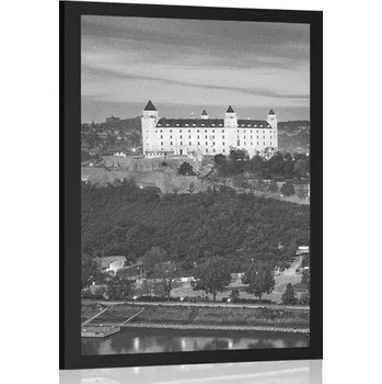 Plakát Dovido Plakát pohled na Bratislavský hrad v černobílém provedení
