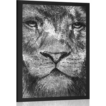 Plakát Dovido Plakát tvář lva v černobílém provedení
