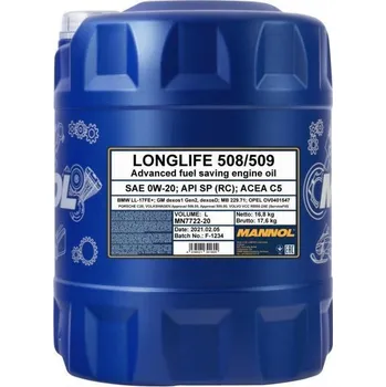 Motorový olej MANNOL 7722 Longlife 508/509 0W-20 20L