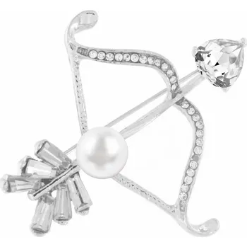 Brož Brož - luk a šíp s perlou a zirkony, stříbrné barvy 9001466-1