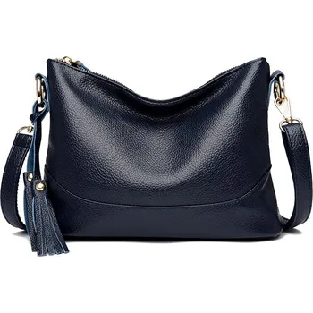 Crossbody tote kabelka s třásněmi Barva: Modrá, Velikost: (20cm