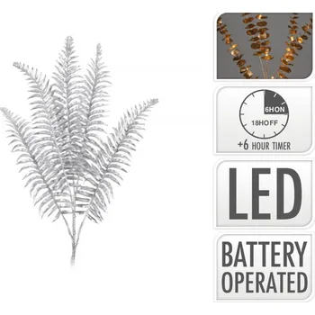 Vánoční dekorace Umělá větvička Kapradí 66 cm, stříbrná (134330 041 AXF205210 větvička LED kapradí)