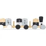 Dřevěný tahací vláček skládačka šedá Jollein