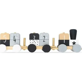 Hračka pro nejmenší Dřevěný tahací vláček skládačka šedá Jollein