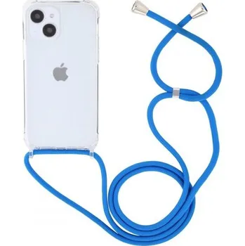 Pouzdro na mobilní telefon Transparentní kryt se šňůrkou pro iPhone 13 - modrý