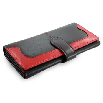 Peněženka Arwel Dámská psaníčková peněženka se zápinkou - česká výroba; černo-červená