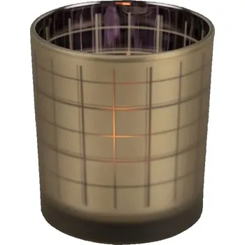 Svícen Zlatý skleněný károvaný svícen s fialovým vnitřkem vel.S - Ø 7,5*8cm