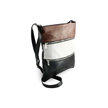 Kabelka Arwel Kožená zipová kabelka s popruhem - česká výroba; tříbarevná