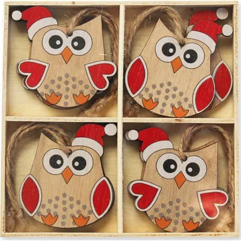 Zahradní dekorace Sova závěs dřevo 8ks/6cm mix (792508)