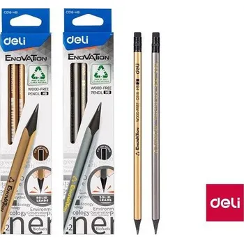 Grafitová tužka Tužka HB s gumou trojhranná GOLD/SILVER DELI EC018-HB mix