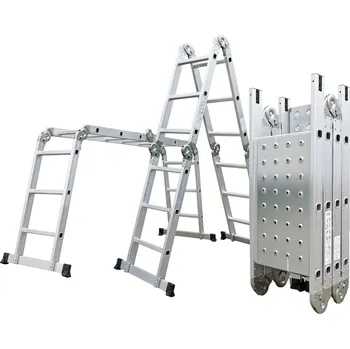 Žebřík Hliníkový žebřík 2v1 s podlážkou - 3,7 m (Hliníkový žebřík multifunkční)