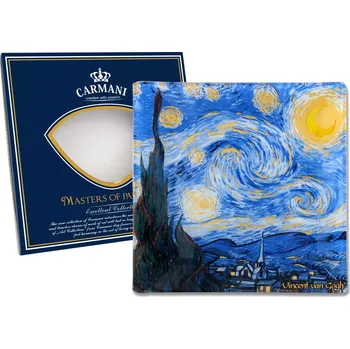 Talíř Carmani® Carmani - Skleněný talíř V. van Gogh Hvězdná noc v dárkovém balení - 13*13 cm