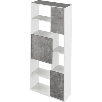 Policová skříň Tempo Kondela Umini (bílá + beton)