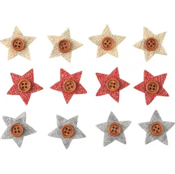 Hvězda s knoflíkem a lepíkem 3cm,12 ks v sáčku